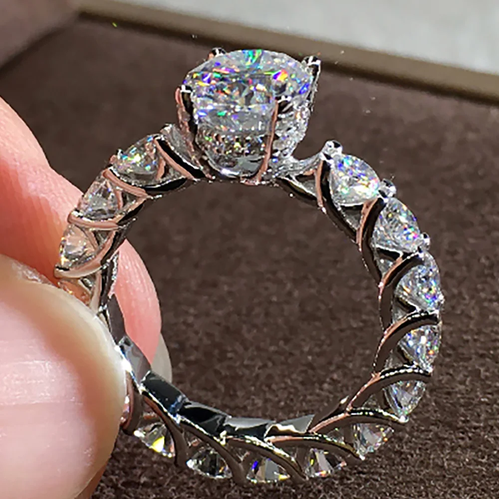 

Custom Solid 10K Au417 White Gold Women Wedding Anniversary Engagement Party Ring 1 2 3 4 5 Carat Oval Moissanite Diamond Ring