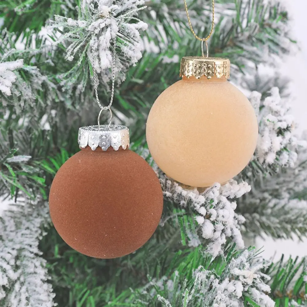 12 Uds. De bolas de Navidad flocadas de 6cm, adorno para Festival, colgante de bola de Navidad para mascotas, decoración colgante redonda reutilizable para árbol de Navidad