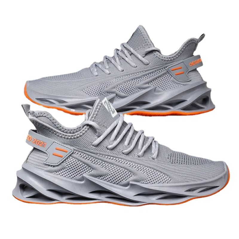 Men's Sports and Leisure Dad's Shoes New Knitted Mesh Breathable Shock Absorbing Running Shoes Sports Running Shoes