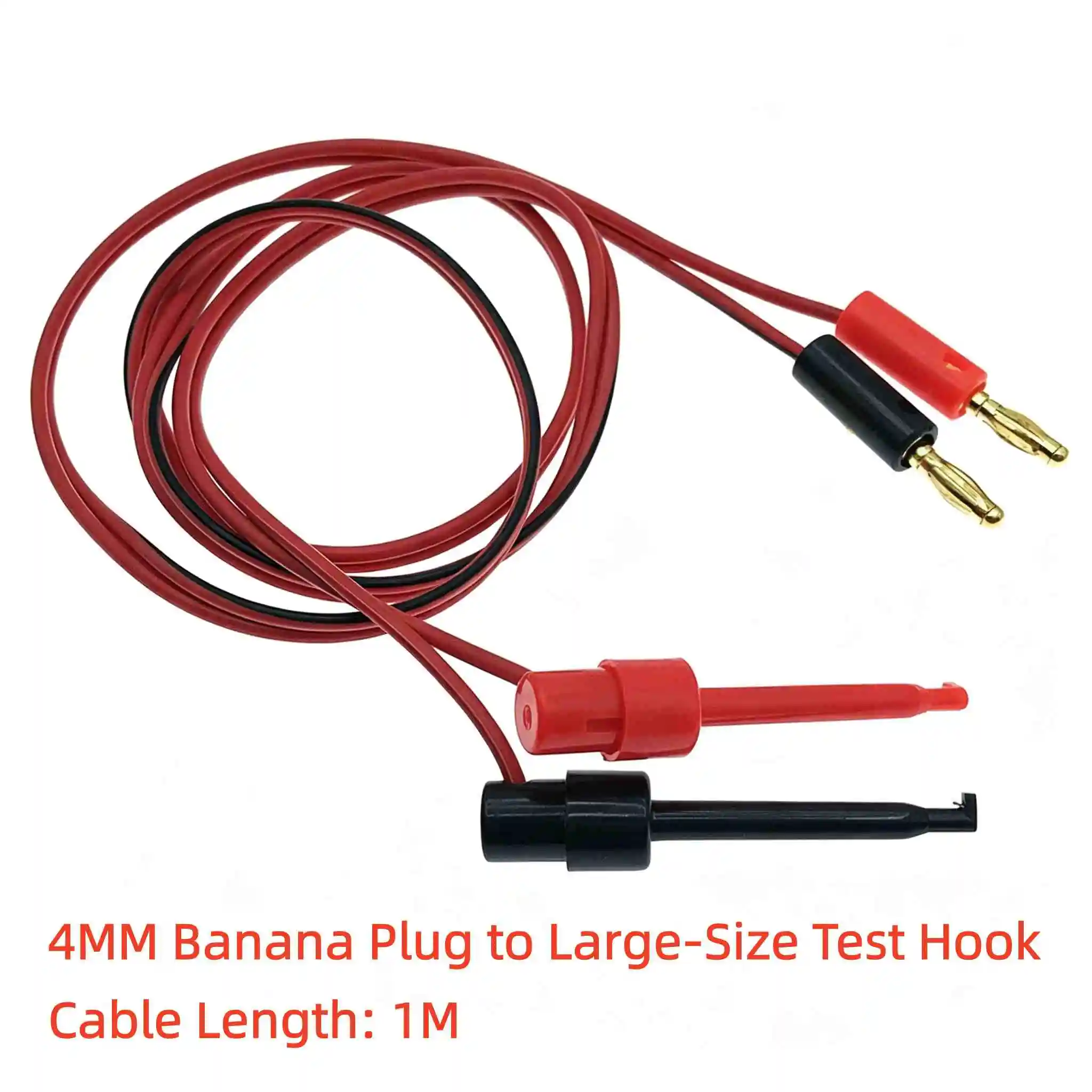 1 Paar 1M 4mm Bananenstecker zu Elektro-Hakenklemme Testkabel, vergoldet, für Multimeter-Testleitungen, Drahtverbinder, rot-schwarz, Bananenstecker
