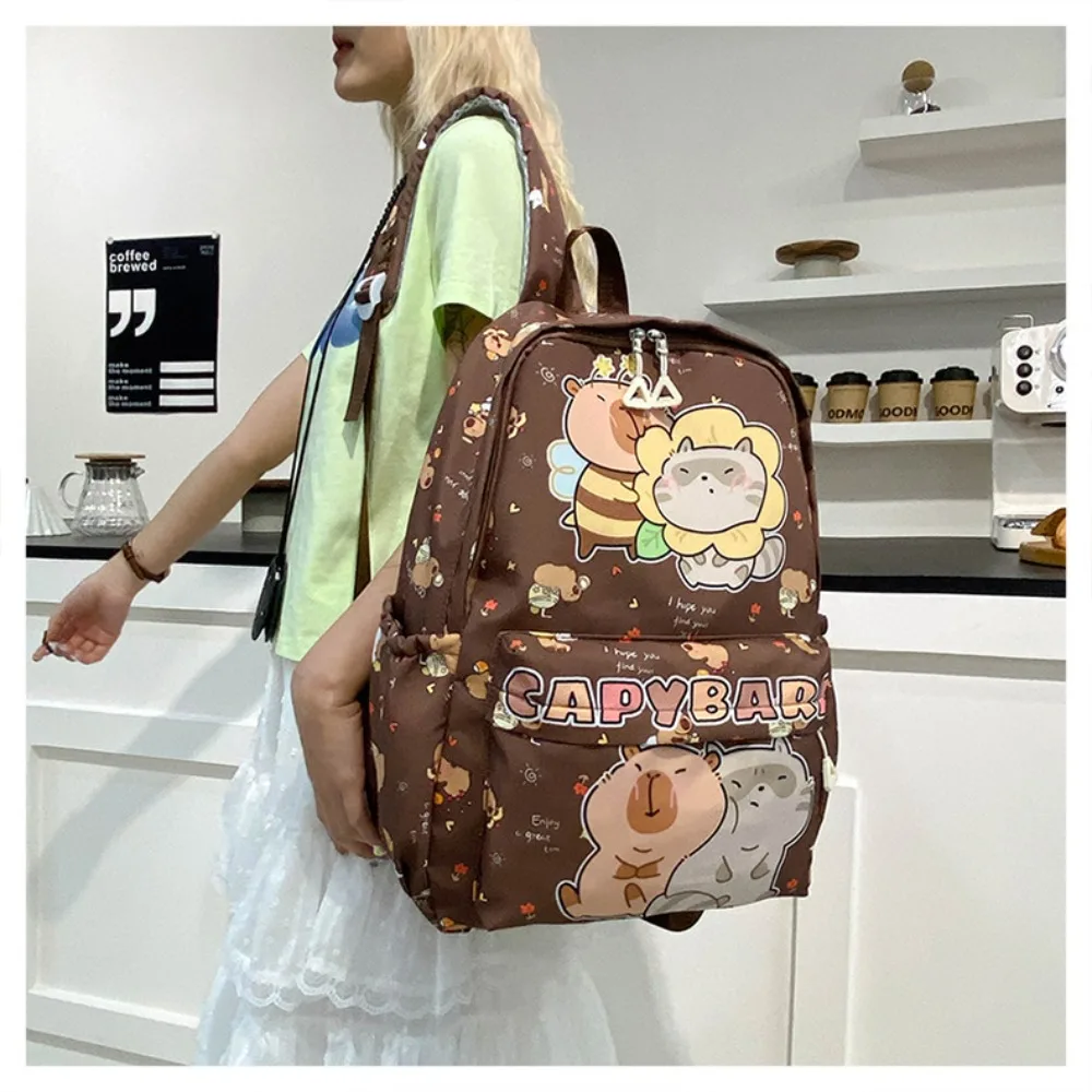 New Large Capacity Capybara Backpack Breathable Cartoon Student Schoolbag Ultra-light Nylon Book Bag