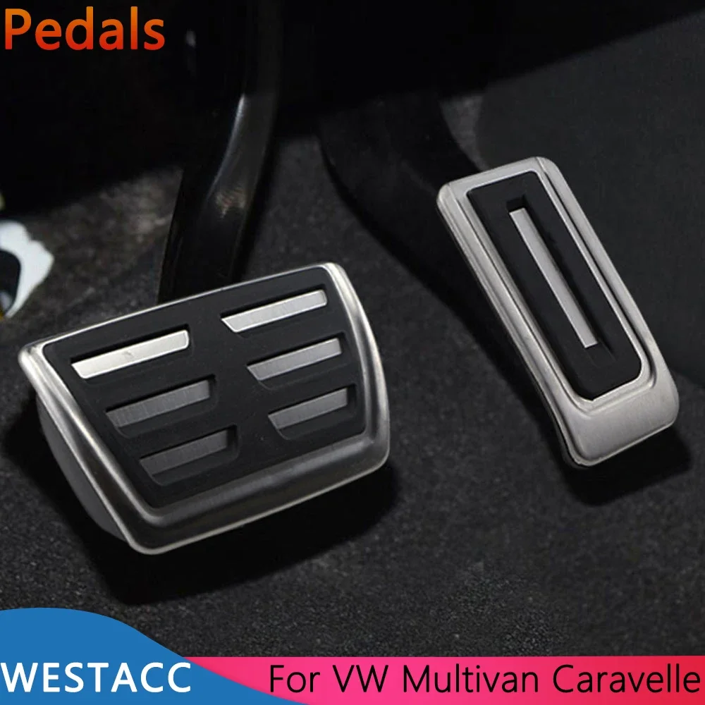 Stainless Steel Car Pedals Accelerator Gas Foot Brake Pedal Protective Cover for Volkswagen VW Multivan T5 T6 Caravelle T6