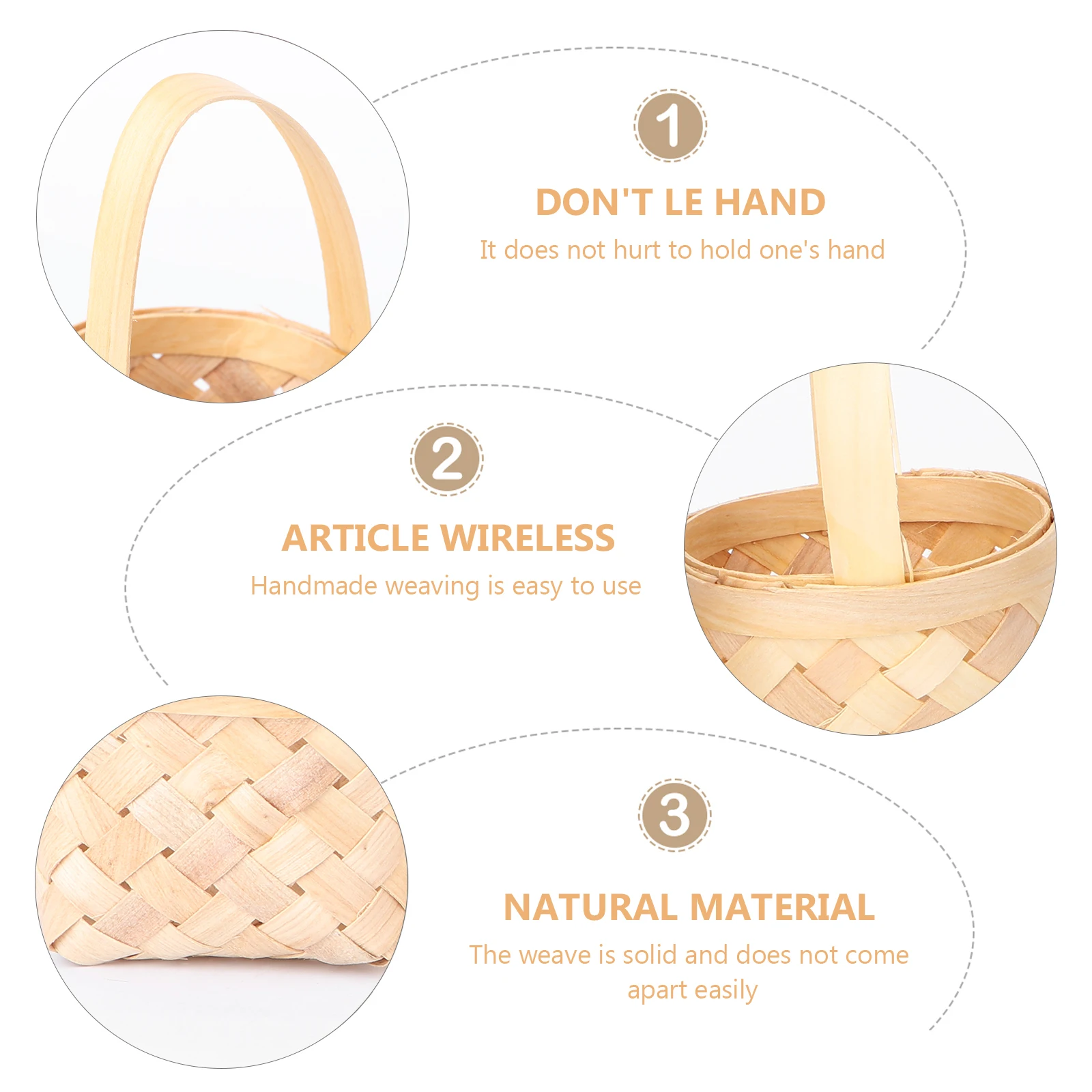 3 قطع صغيرة من سلة الزهور المنسوجة يدويًا، لعبة منزل اللعب، هدية حلوى محمولة