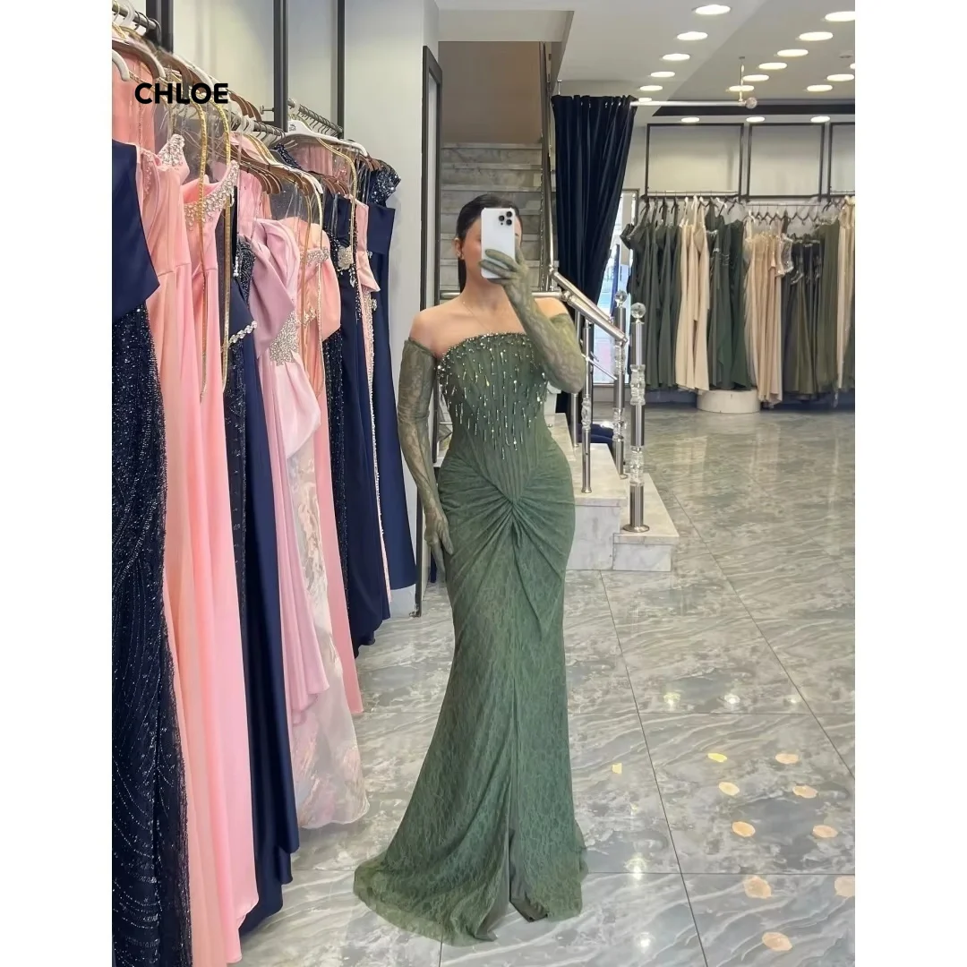 

Customized Evening Dresses Woman Elegant and Formal Women's Dresses for Special Occasions Sequins Line A Long Sleeves 3D Flowers