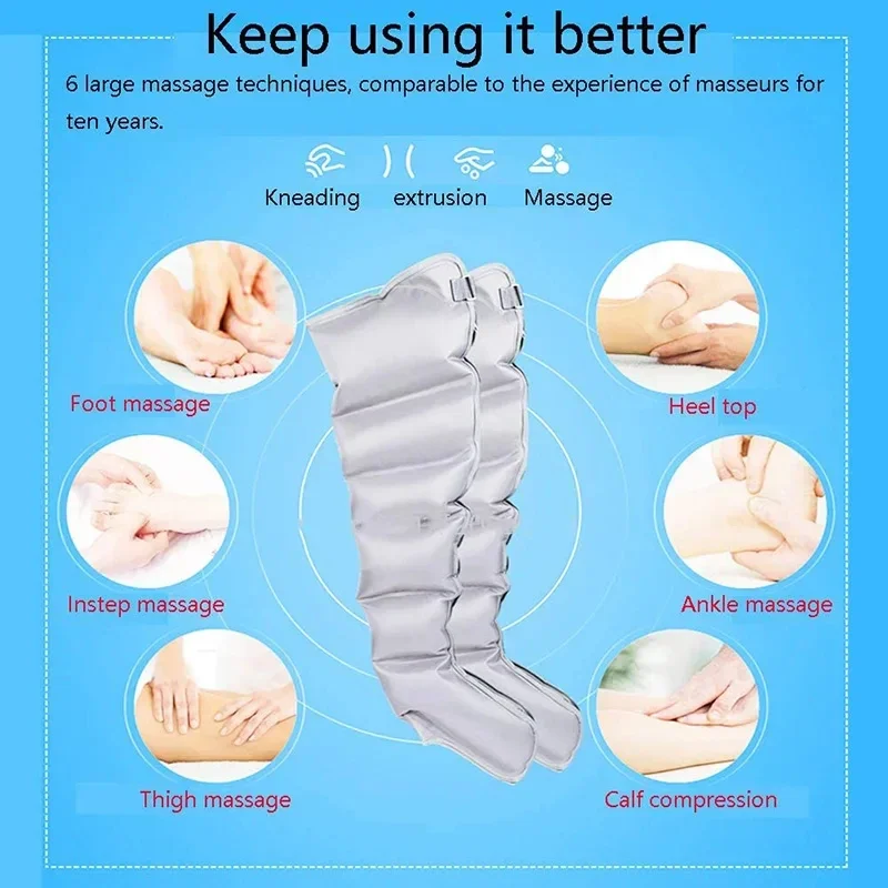 Air Compression Leg Massager - Rechargeable Muscle Recovery System with Blood Circulation Boost - Full Leg & Calf Therapy Wrap