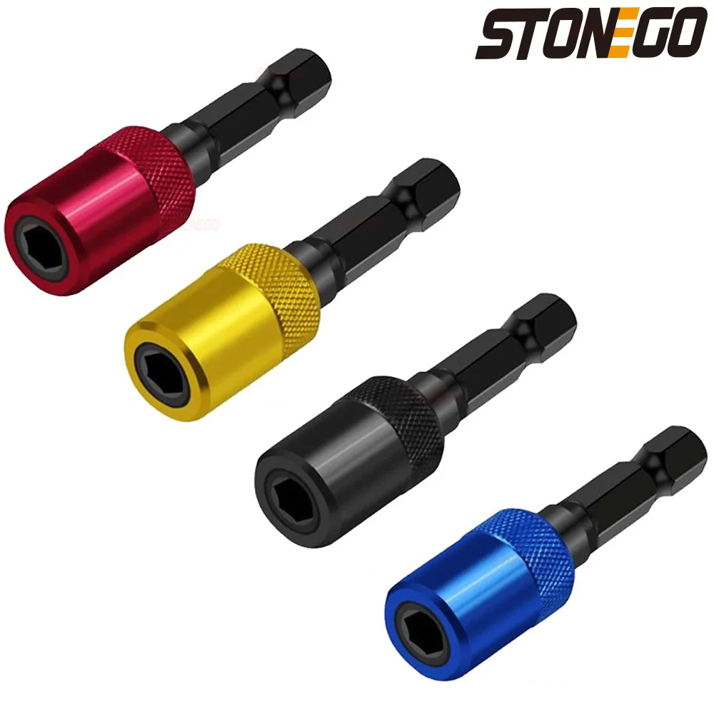 STONEGO 1/4 inch Hex Shank Quick Release Electric Screwdriver Magnetic Extension Rod Bit Holder 60mm