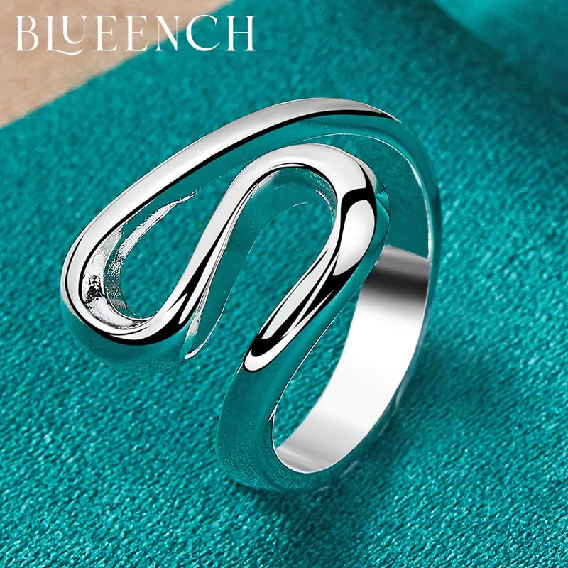 Blueench 925 Sterling Silver Geometric Irregular Ring For Women Wedding Party Simple Fashion Glamour Jewelry