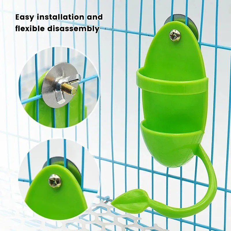 Pet Parrot Feeder Hanging Cage Fruit Vegetable Container Feeding Cup Cuttlebone Stand Holder Cage  Perching Frame Accessories