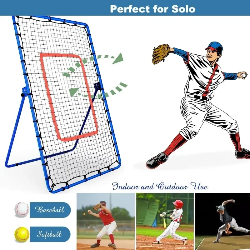

6FT Professional Baseball Softball Rebounder Net Pitchback Rebound Net Cricket Rounder Net with Adjustable Angle