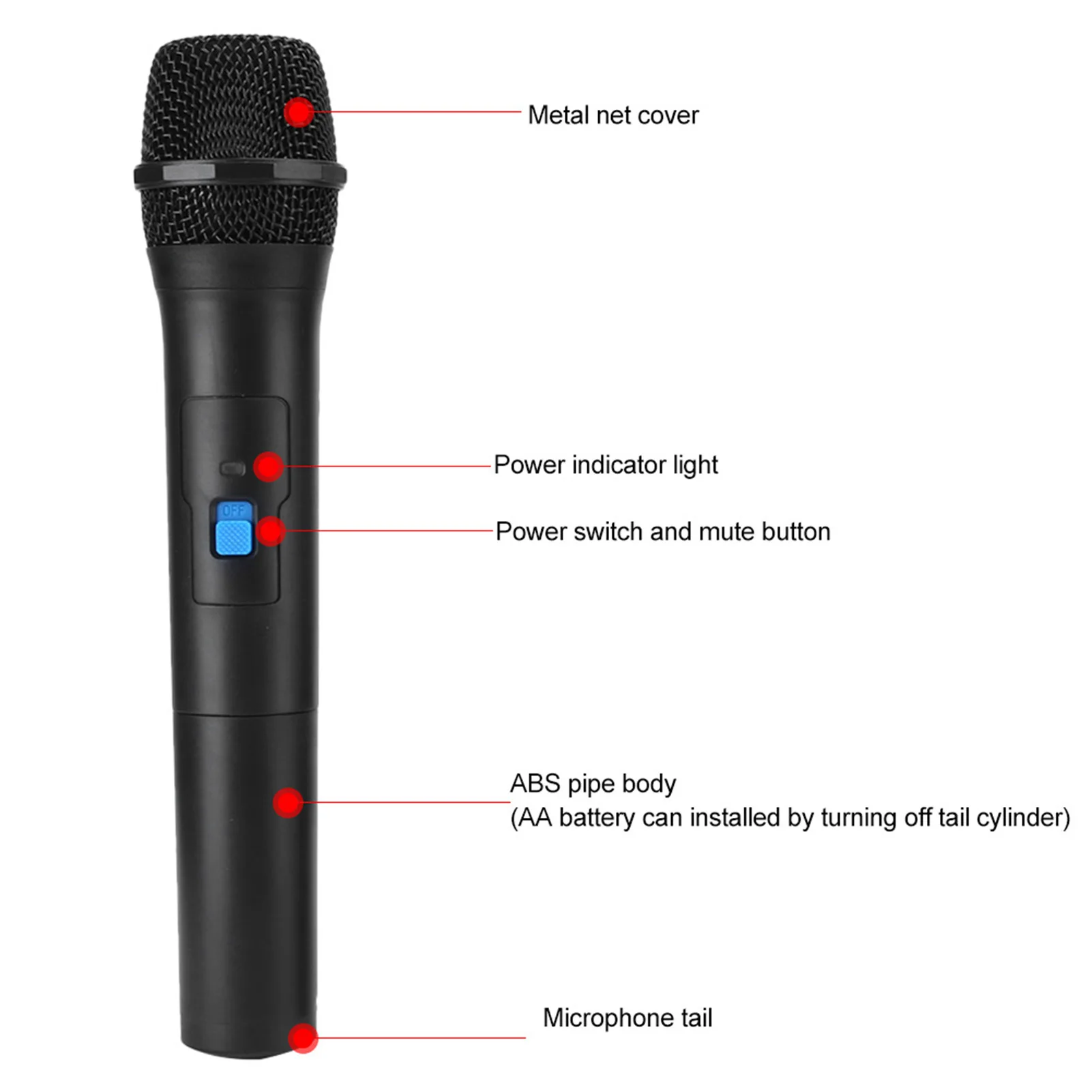 Mikrofon V16U Mikrofon Nirkabel Universal 2 In 1 VHF Mikrofon Genggam Penerima USB Universal Mikrofon Nirkabel Hitam