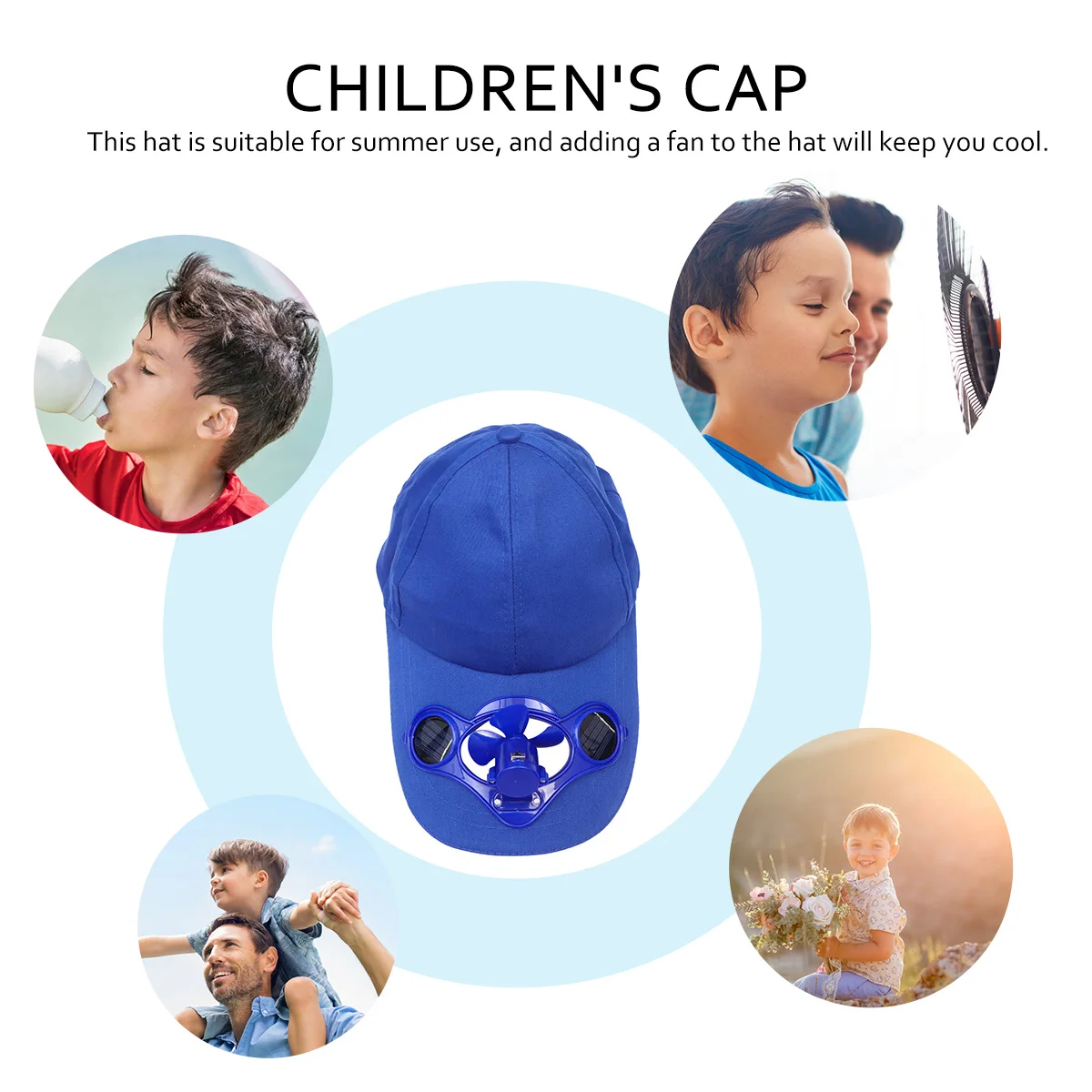 

Fan Hat for Kids Sun Block Durable Cotton Material Energy Storage Cap Summer Cooling Fan Cap Premium Quality Safe Use