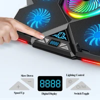 2022 Coolcold Laptop Cooler RGB Gaming Notebook Cool Stand Ergonomics Five Fans 2 USB Ports With HD Display For 14-17inch - Image 4