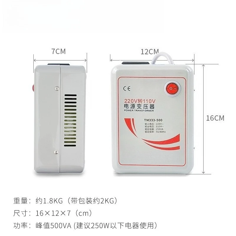 500W Voltage Transformer Converter, 220V To 110V /110V To 220V Step Up Step Down Power Transformer for US JP Home Appliances