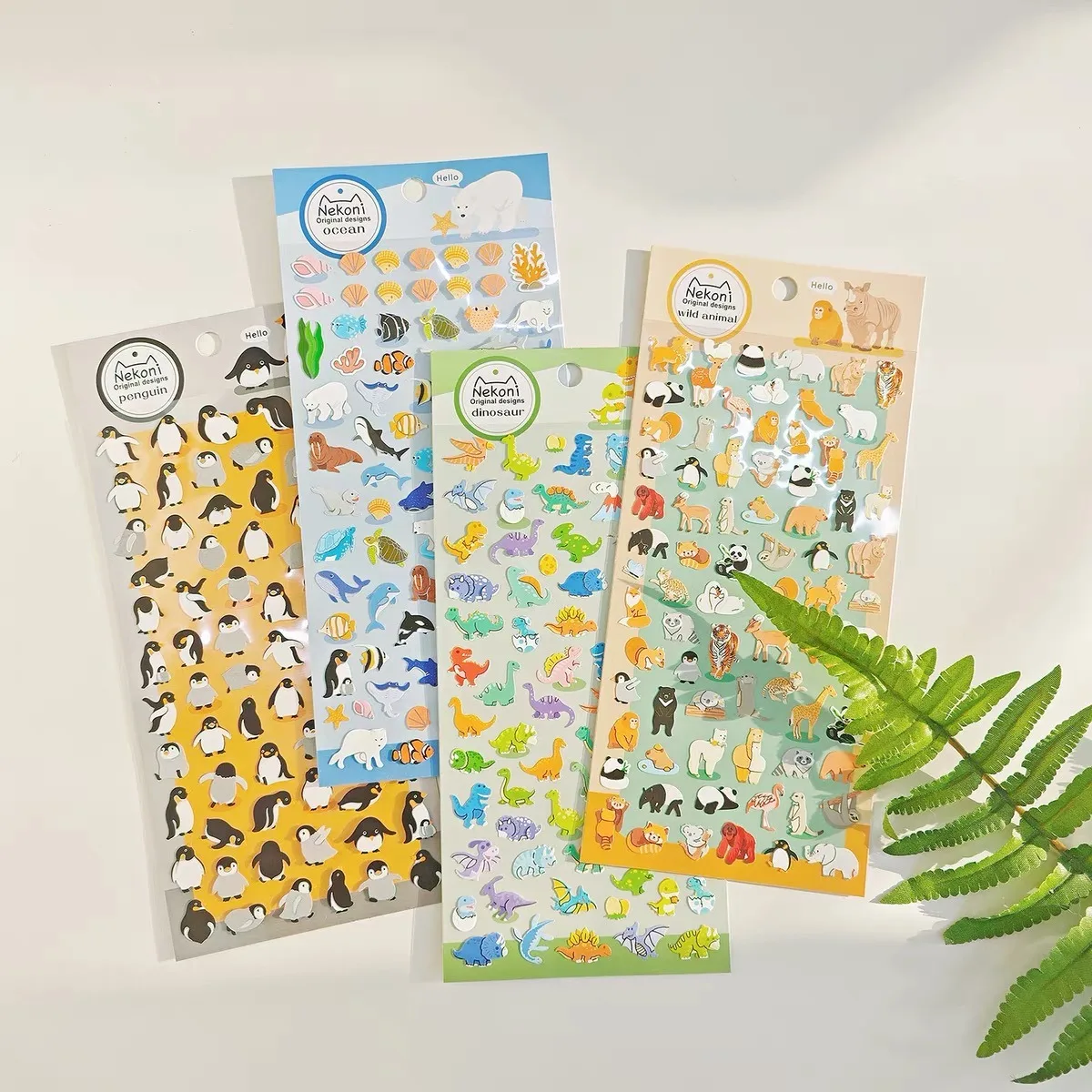 مجموعة ملصقات حيوانات المحيط والبرية اللطيفة على شكل حيوان البطريق على شكل ديناصور لحيوان الحيوان لمستلزمات القصاصات اليدوية مواد يومية ذاتية الصنع 51326