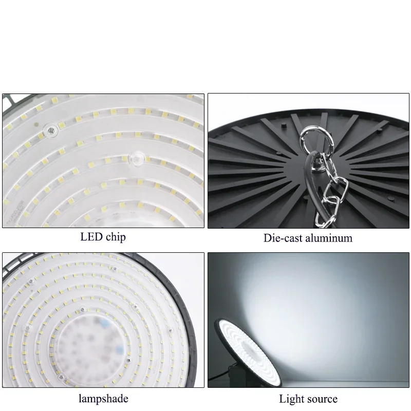 UFO LED 하이 베이 조명, 따뜻한 흰색 조명, 창고 차고 조명, 매우 밝은 산업 조명, 최신 100, 150, 200W, 220V, 핫