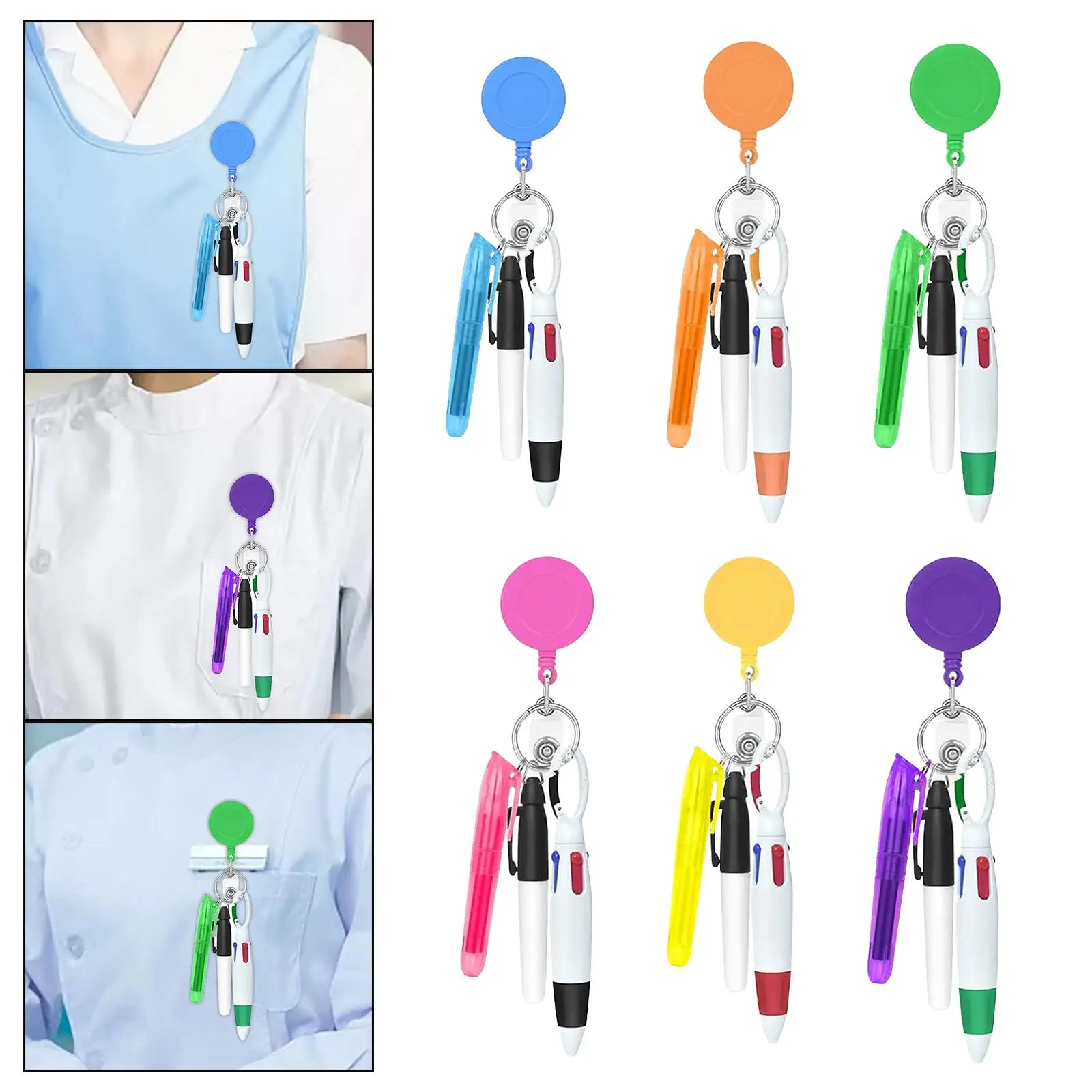 Nurse Retractable Badge Reel Holder Portable Compact Nurse Shuttle Pen