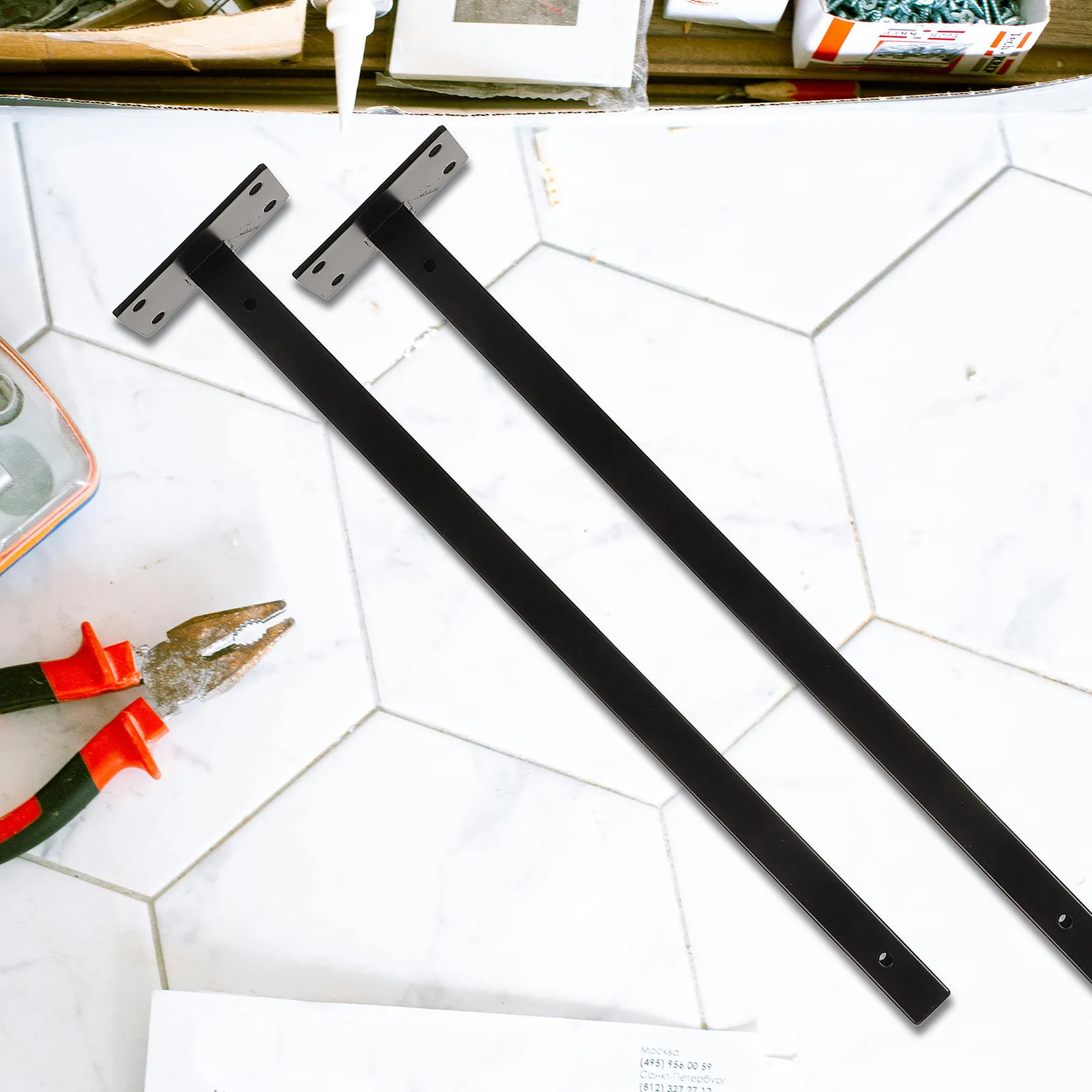 

4Pcs Invisible Floating Shelf Brackets Heavy Duty Wall Mount Supports for Kitchen Bathroom Office Shelving Units