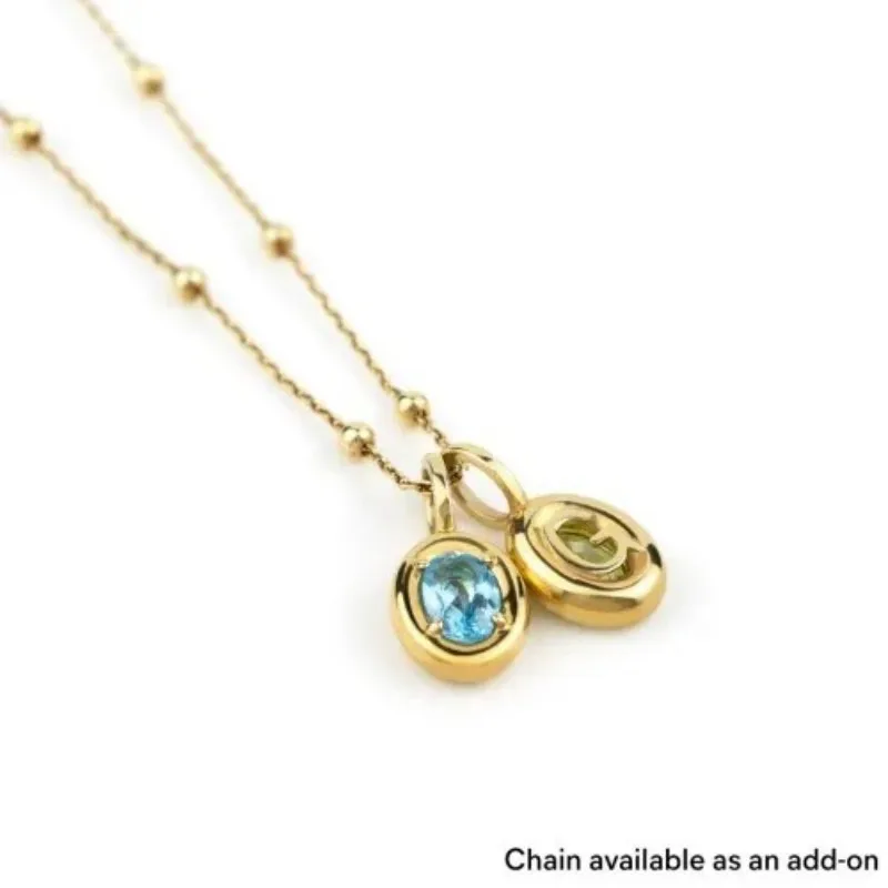 

Personalized Birthstone Initial Pendant Oval Frame Stone Charm With Back Initial Customized Birthstone Pendants Birthday Gift