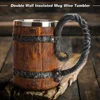 Viking Wood Style Beer Mug Simulation Wooden Barrel Beer Cup Double Wall Drinking Mug Metal Insulated 1PCS Bar Drinking кружка 2 Viking Wood Style Beer Mug Simulation Wooden Barrel Beer Cup Double Wall Drinking Mug Metal Insulated 1PCS Bar Drinking кружка 2