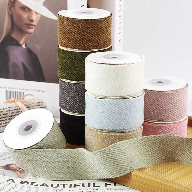 25/38mm 5yards Twill Corduroy Ribbon DIY Hair Bows Clothing Sewing Supplies Gift Wrapping Accessories Ribbons for Crafts