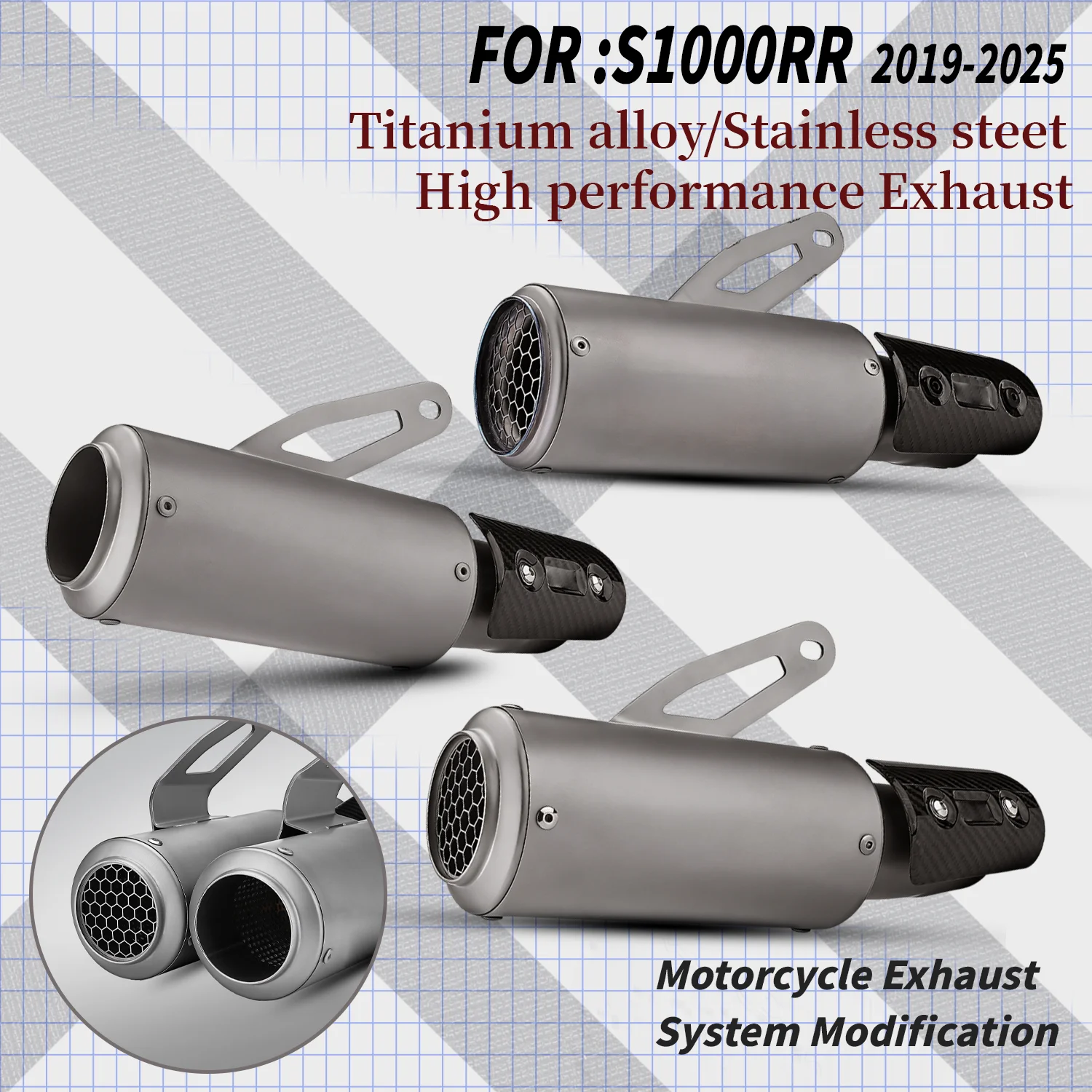 

S1000RR Motorcycle exhaust system modification Ti alloy GP-project carbon cover muffler For S1000R 2021-2025 S1000RR 2019-2023