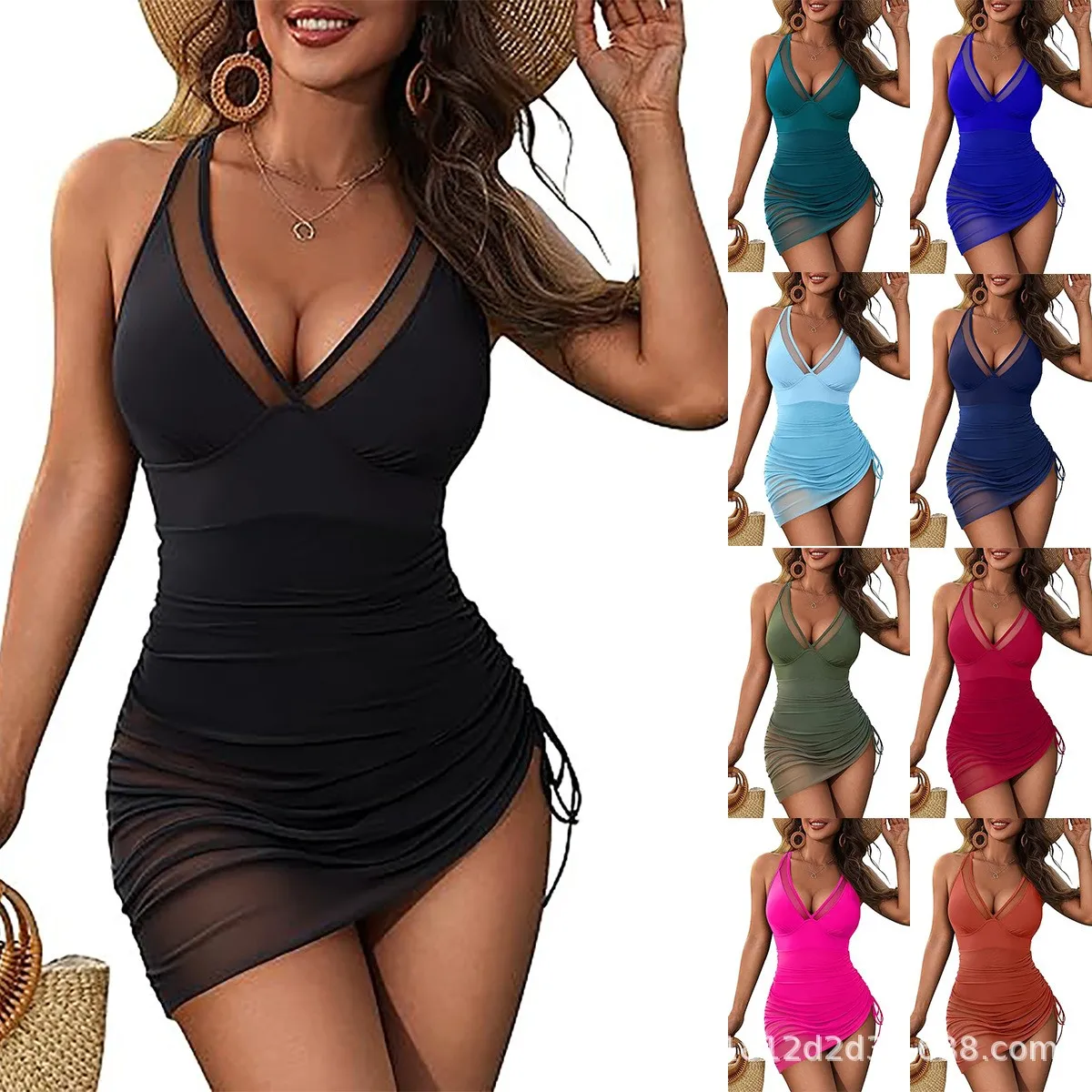 Women's Sleeveless Solid Color Quick Dry High Stretch Tankini Swimsuit Dress for Women – Stylish Tankinis Bathing Suits Dames