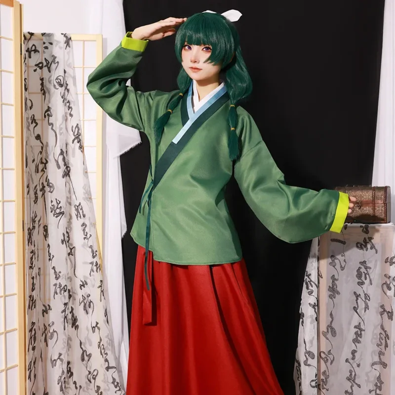 Maomao Costume Cosplay Parrucca Anime The Apothecary Diaries Gonna Abito Verde Top Tornante Kusuriya No Hitorigoto Halloween per le donne