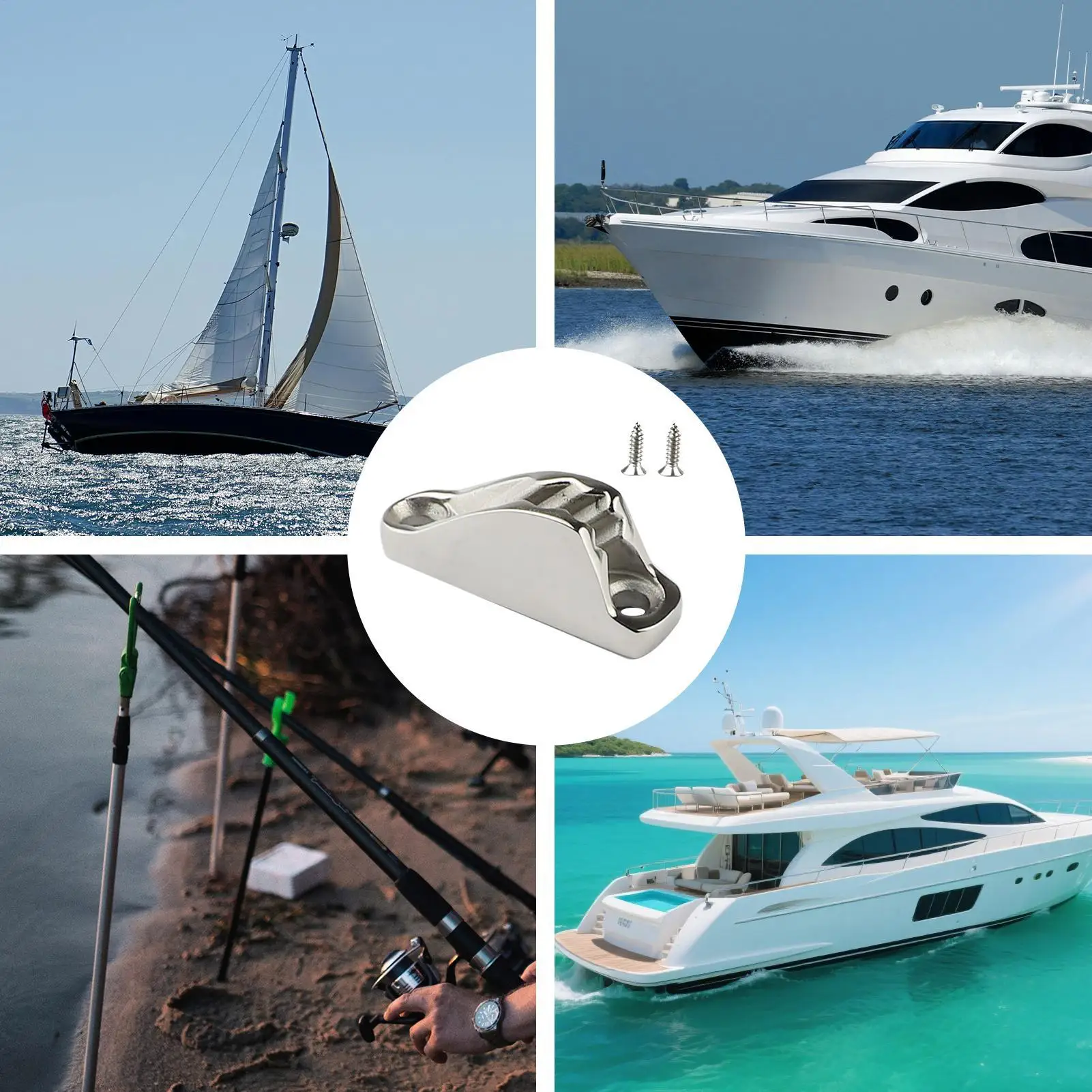 

Зажим для веревки из нержавеющей стали, нескользящая фурнитура для стыковки, лодки, рыбалки, морского кемпинга, реки, пляжа, озера, туризма