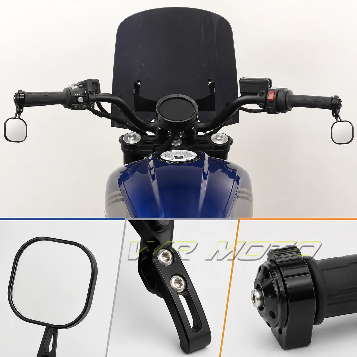 Retro Square High‑Definition Handlebar Rear‑View Reflector Side Mirror Fit For BENDA ROCK 707 Motorcycle