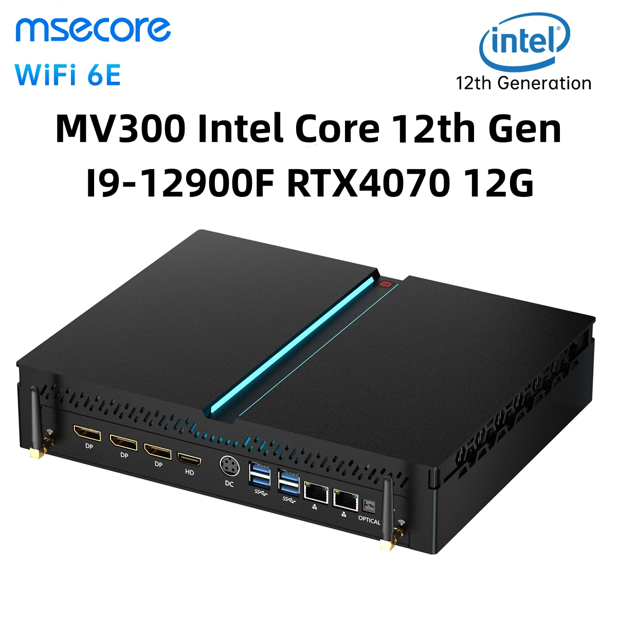 New Msecore MV300 Intel Core 13th Gen I9-12900F RTX4070 12G Graphic Card Mini PC Gamer Desktop Computer Windows 11 WiFi6E BT5.3