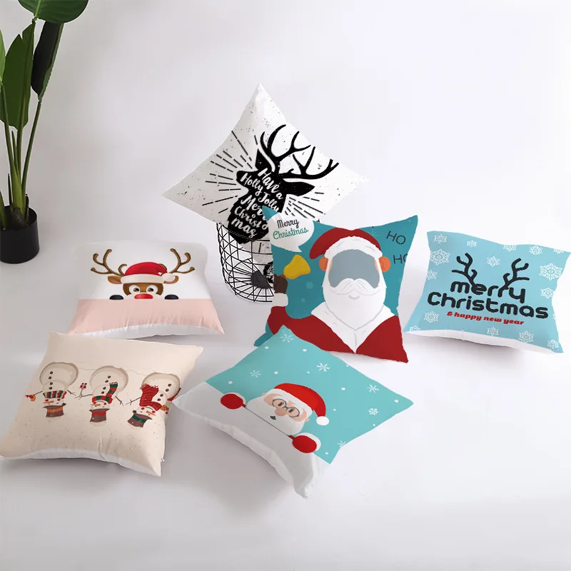 Christmas New Pillowcases with Cartoon Prints for Sofa Cushion Covers and  Exclusively For