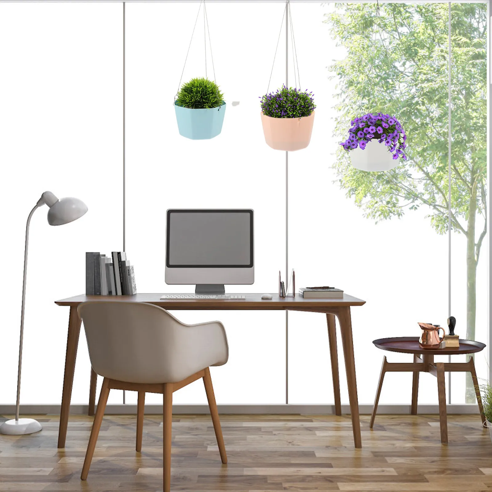 Hanging Flowerpot Set Space Saving Sturdy Uv Resistant Frost Proof Hanging Planter Basket for Succulents Violets Orchids