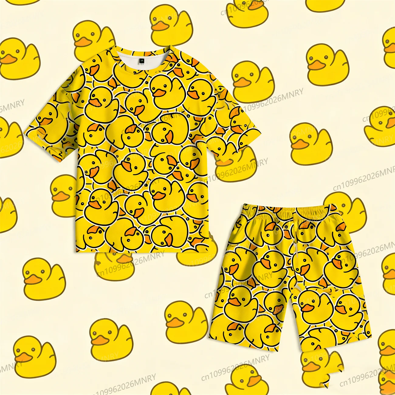 

Duck Printed T-shirt Shorts 2 Piece Sets Summert shirt for man Short-sleeved shorts Pajama Set Funny Men Suits Children Clothes