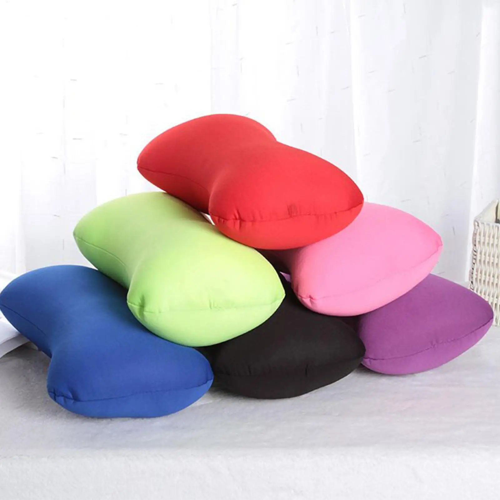 Microbead Reise-Nackenkissen, tragbar, ergonomisch, Halswirbelstütze, Kopfstütze für Flugzeug, Auto, Büro, Nickerchen, Heimkissen für Erwachsene