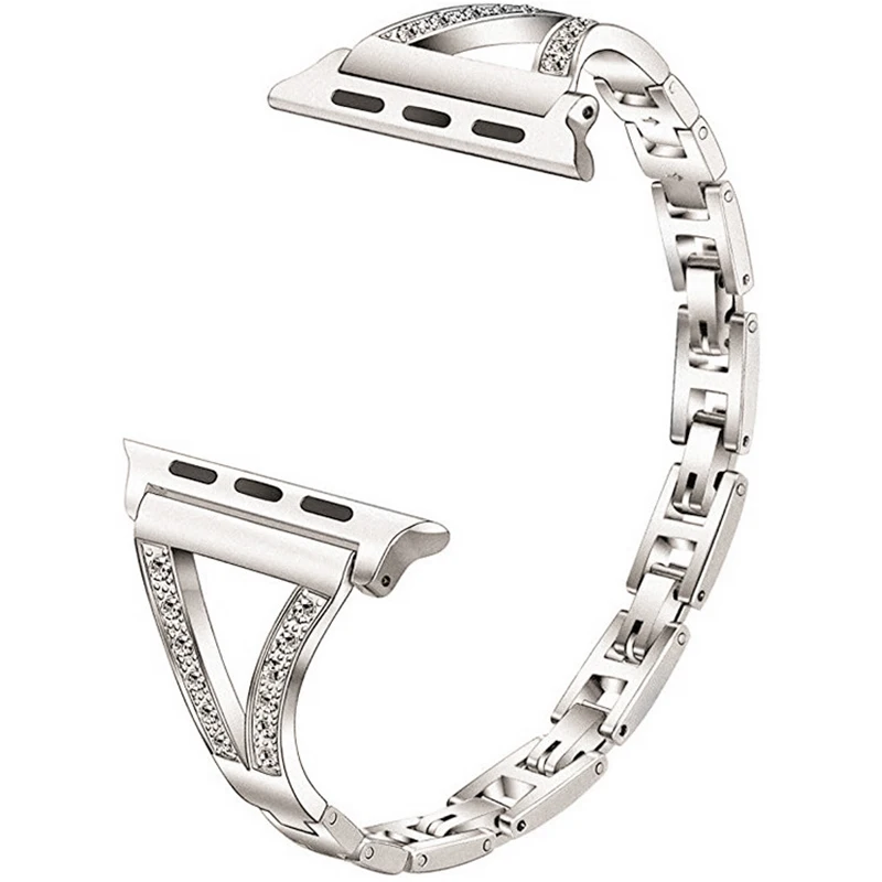 Luxury Diamond Metal Strap for Apple Watch Ultra 49mm 45 38 40 41 42 44mm Stainless Steel Chain Bracelet for iWatch 9 8 SE 7 6 5
