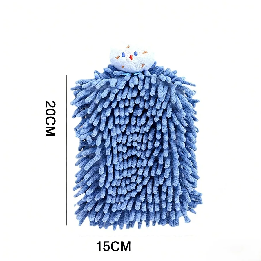 1PC Cute Plush Chenille Hand Towel, Hanging Absorbent Quick-Dry Towel for Bathroom & Kitchen - Image 6