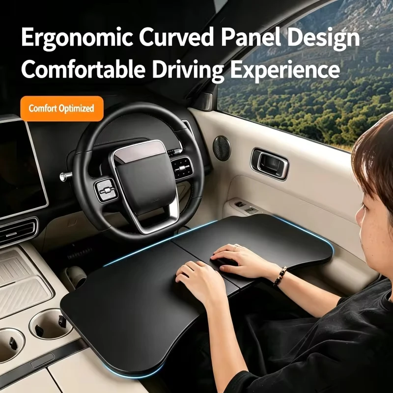 Car Folding Small Desk Board Multifunctional Steering Wheel Dining Table Laptop Desk Bracket Tray Board Car Interior Accessories