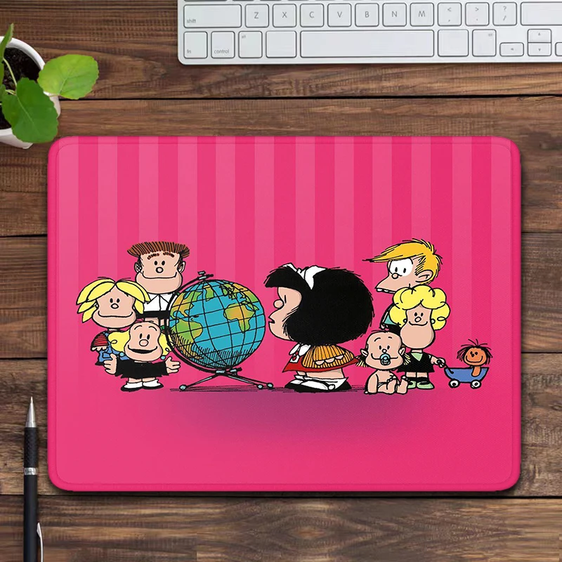 Pink Cute Mafalda Small Mouse Pad Anime Overlock Mousepad Cartoon Computer Office Accessories Desk Mat Kawaii Mouse Mat 20x25