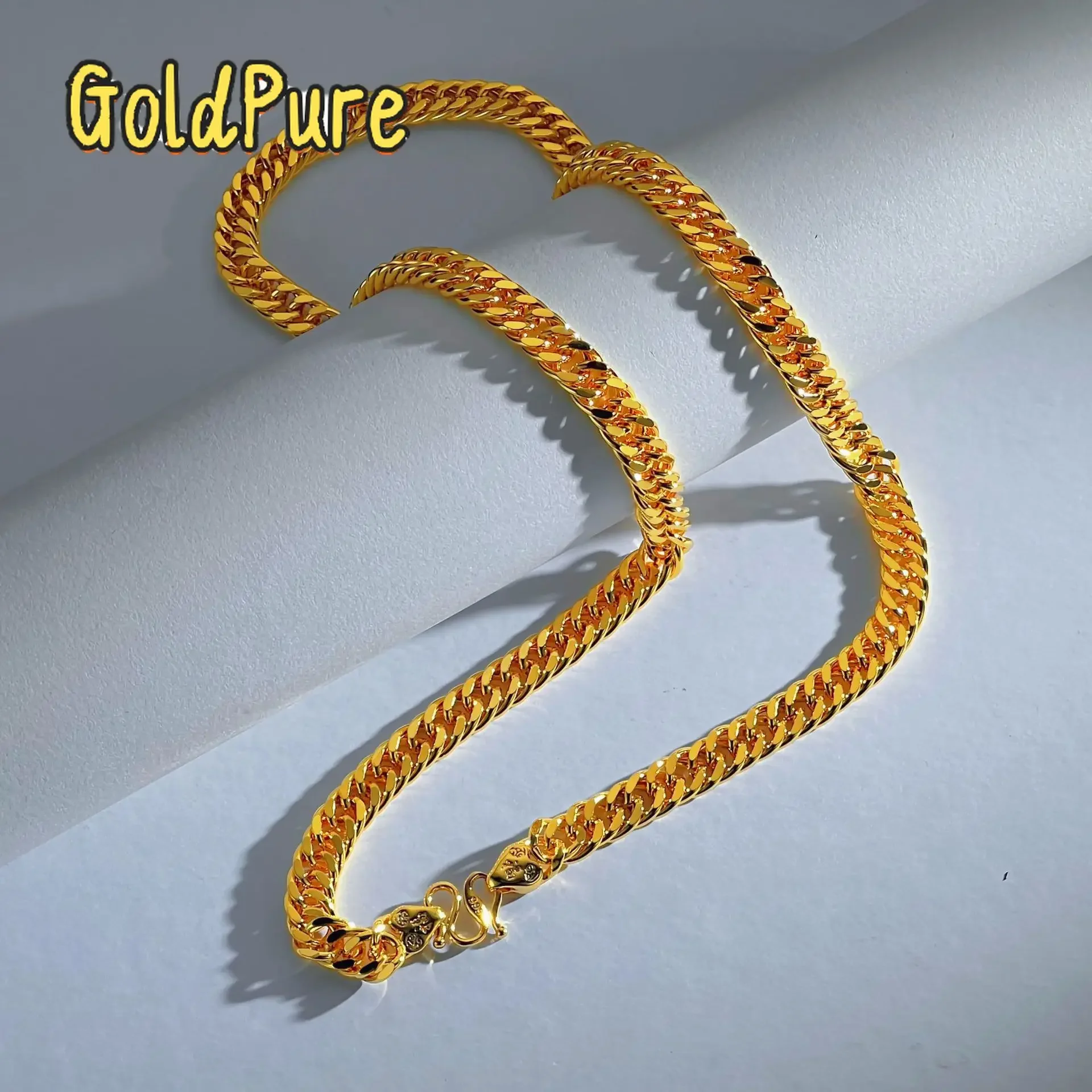 

Мужское ожерелье Goldpure из чистого золота 9999 пробы, 24K, настоящее золото, массивное, с застежкой «Фу», ожерелье «Босс», массивные золотые цепи, ювелирные изделия, цепь-«хлыст» для мужчин