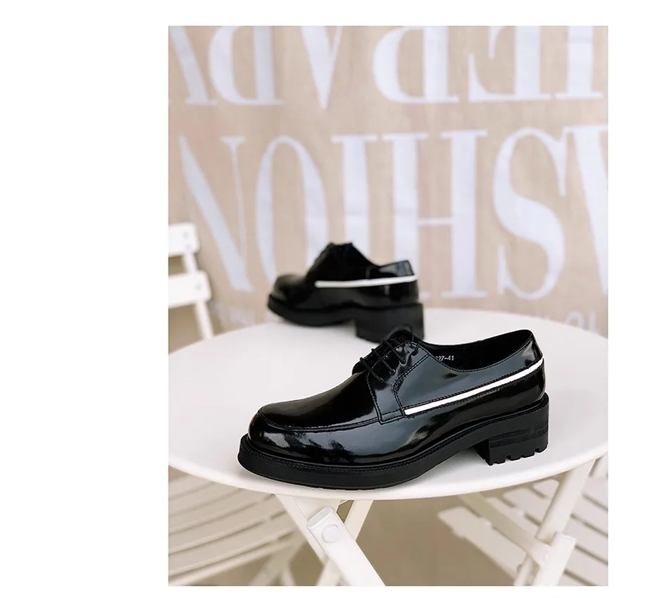 JINIWU 2026 Autumn Winter Men's Elevated Shoes, Black Cow Leather Low Top Lace Up Thick Sole Derby Dress Shoes