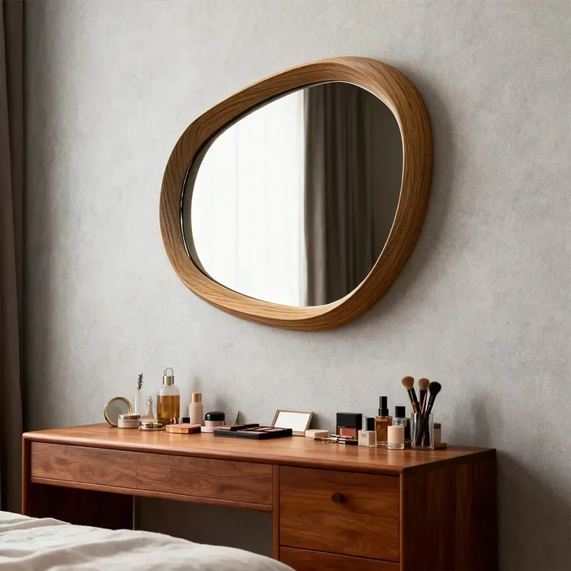Medieval cloud makeup mirror desktop high definition retro vanity mirror bedroom dressing table wall wooden mirror