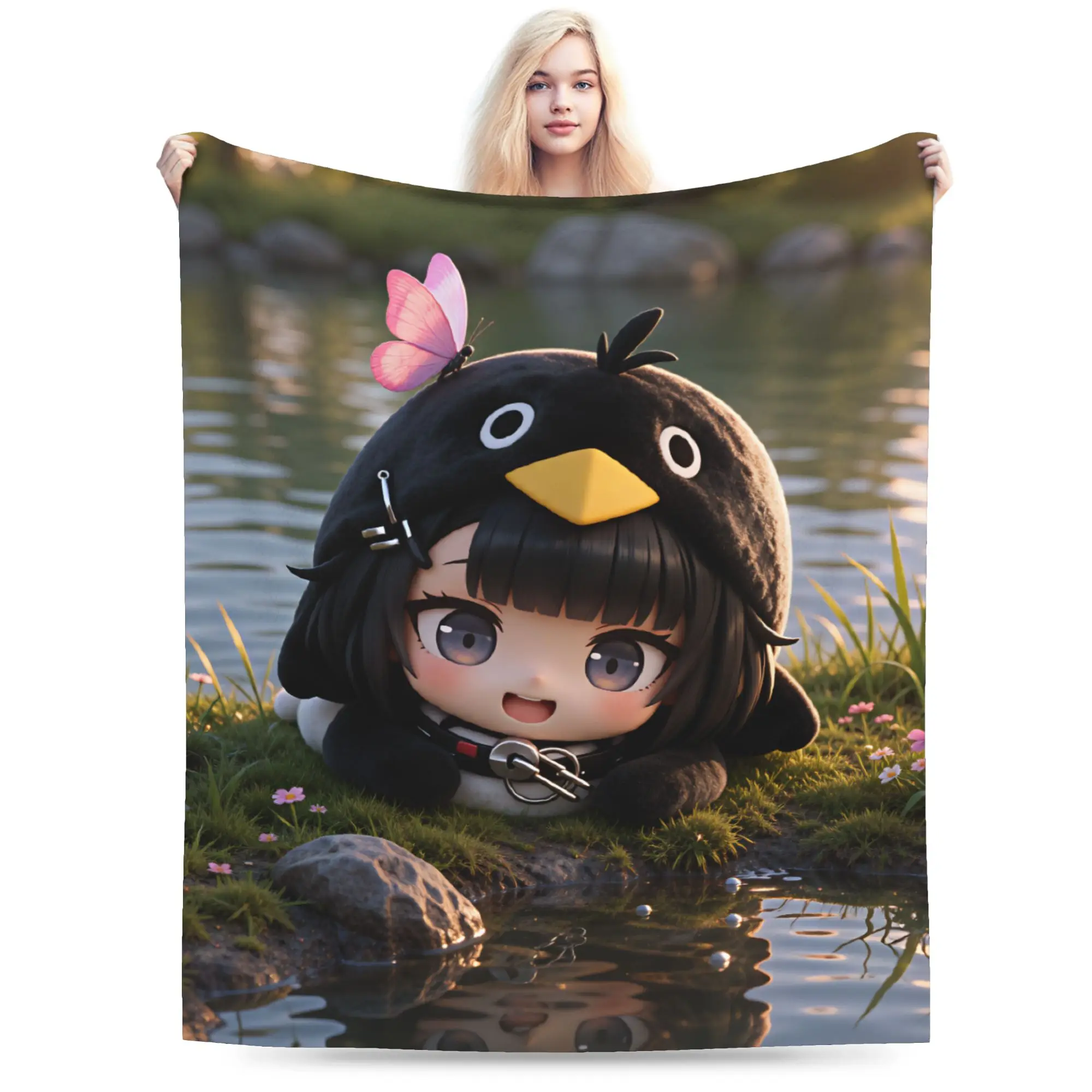 Gugu Gaga Penguin Flannel Blanket Kids Adults  Soft Comfy Throw Blanket Winter Couch Chair Bedspread Sofa Bed Cover