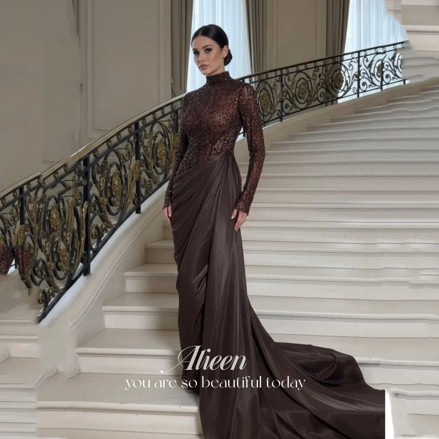 

Вечерние платья Aileen: коричневое выпускное платье для особых случаев, элегантное вечернее платье-русалка на заказ для вечеринок