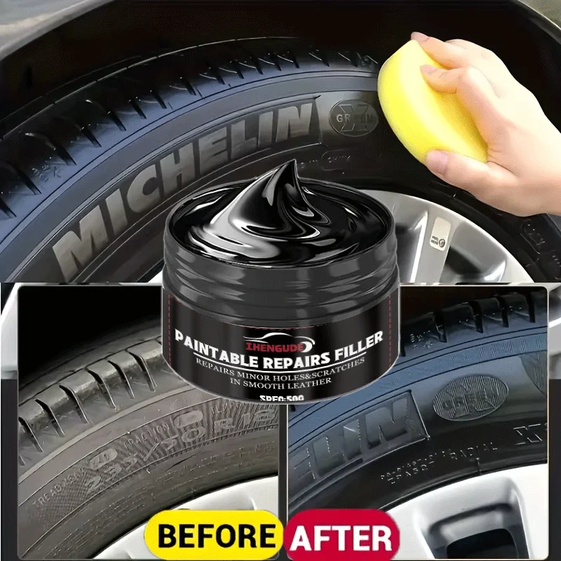 50g multifunctional car, motorcycle, bicycle tire care coating paste, black durable formula, anti-cracking, anti-scratch