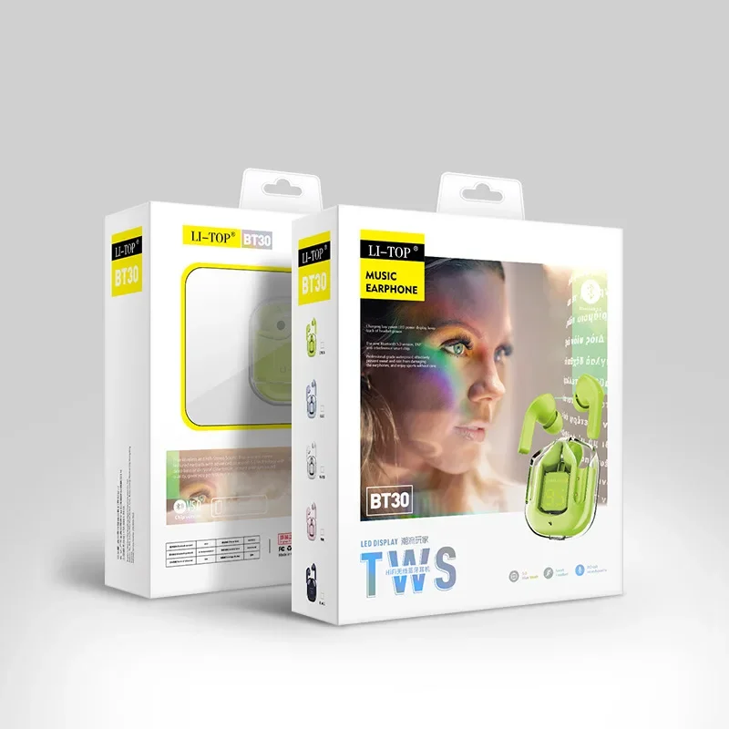 BT30 TWS auriculares inalámbricos HiFi Bluetooth 5,1 auriculares con reducción de ruido con micrófono auriculares transparentes para juegos nuevo en