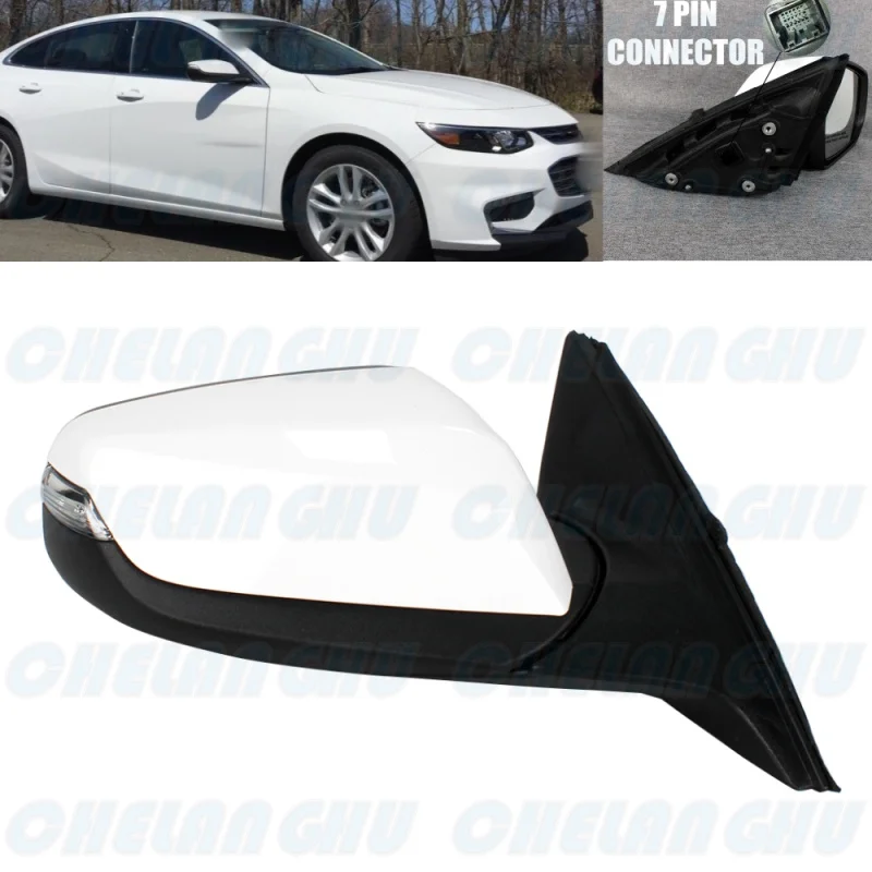 

For Chevrolet Malibu LHD 2016 2017 2018 2019 2020 2021 US Version Right Side 7 Pins White Painted Power Adjust Mirror Assembly