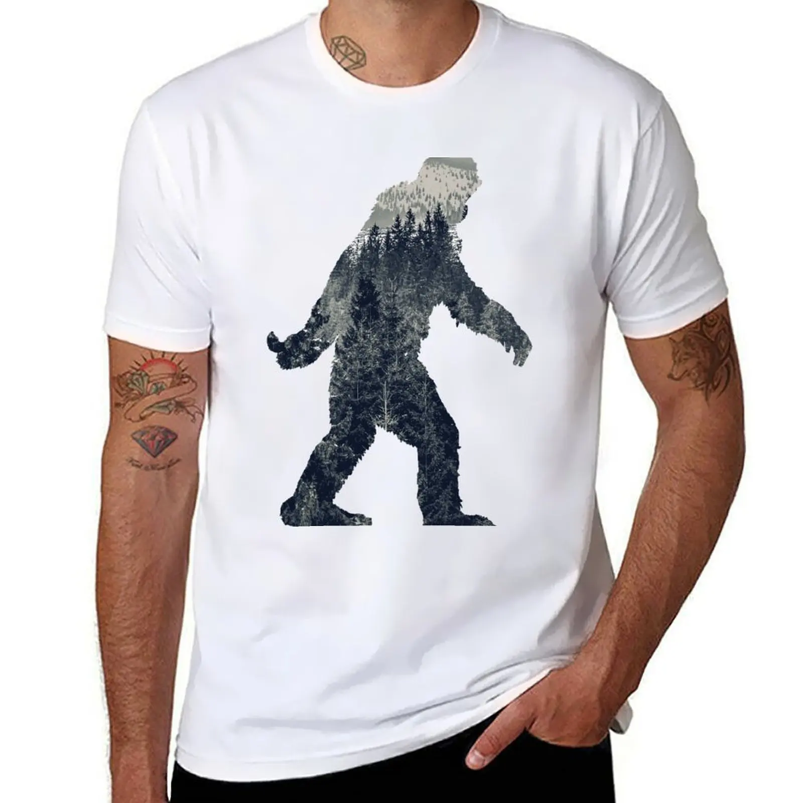 

A Sasquatch Silhouette in The North T-Shirt t shirts for man pack white man t shirts graphic T-Shirt