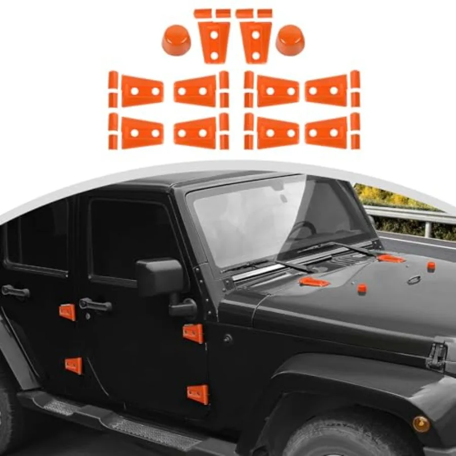 

Door Hinge Cover andTailgate Hinge Cover and Engine Hood Rubber Head Cover Exterior Decoration Trim Accessories for Jeep Wrangl