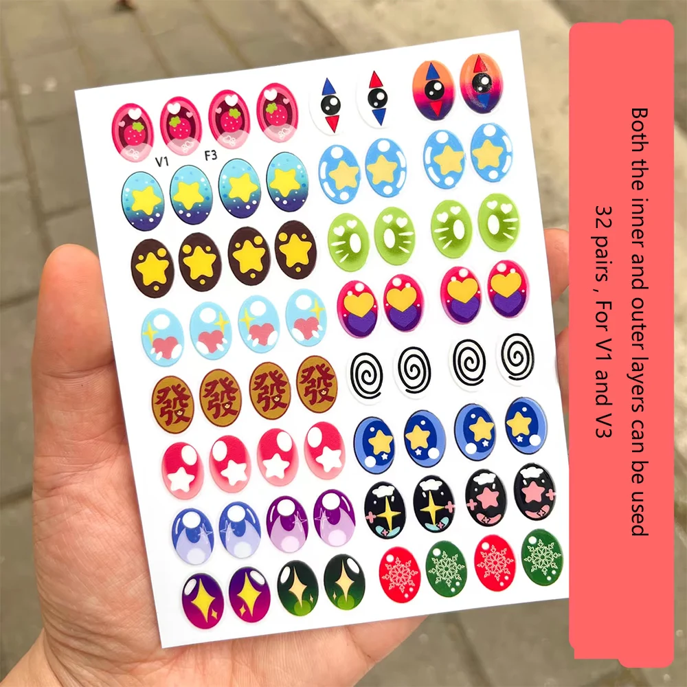 17cm mini labubu v1 v3 boneca requintado maquiagem dos olhos adesivos boneca acessórios de maquiagem facial