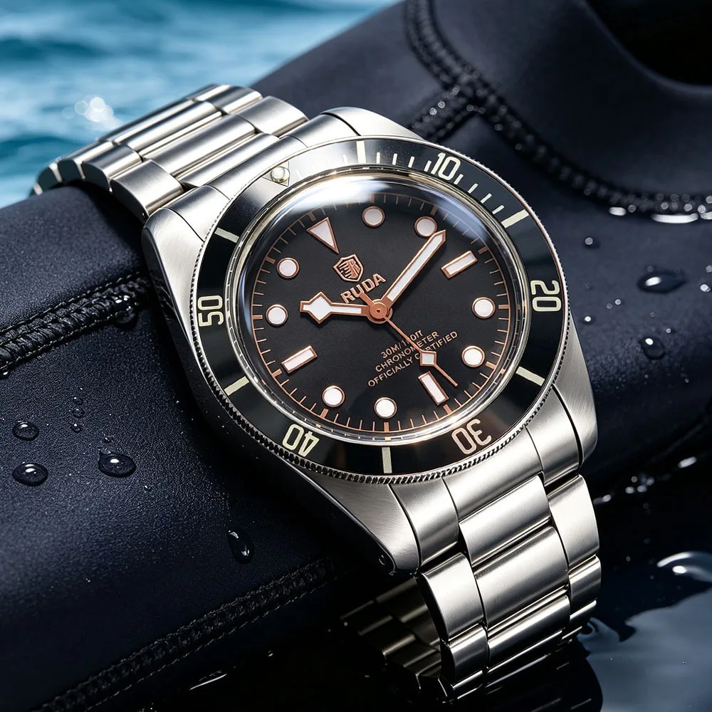 RUDA Mens Quartz Watch Business Casual Sports Waterproof Luminous Small Safflower Dial Wristwatch